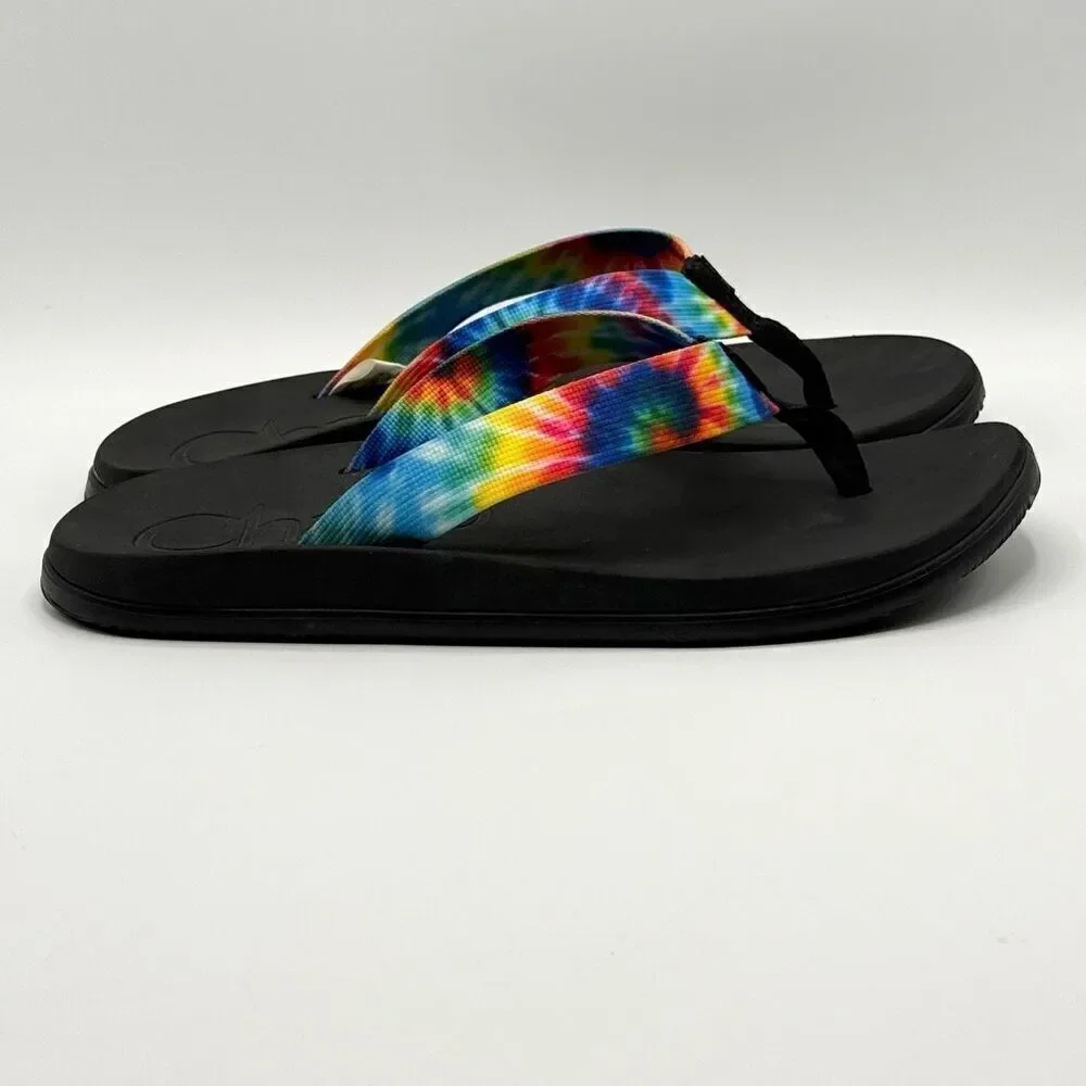 Chaco Chillos Flip Flops in Rainbow Tie Dye - Men’s US 12